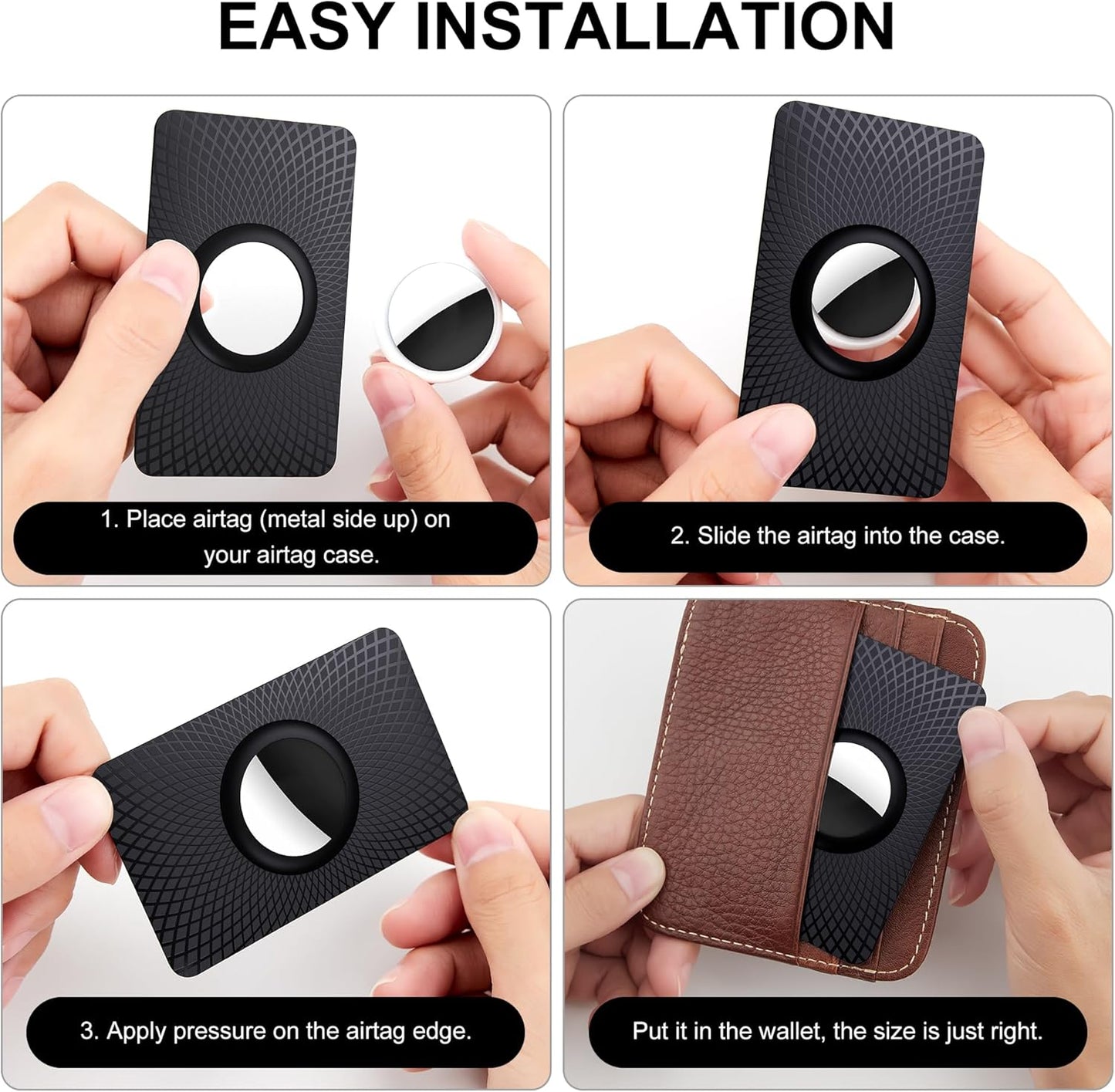 Ultra-Thin Airtag Wallet Holder - 2 Pack of Stylish Apple Airtag Cases for Your Purse, Backpack, and Handbag