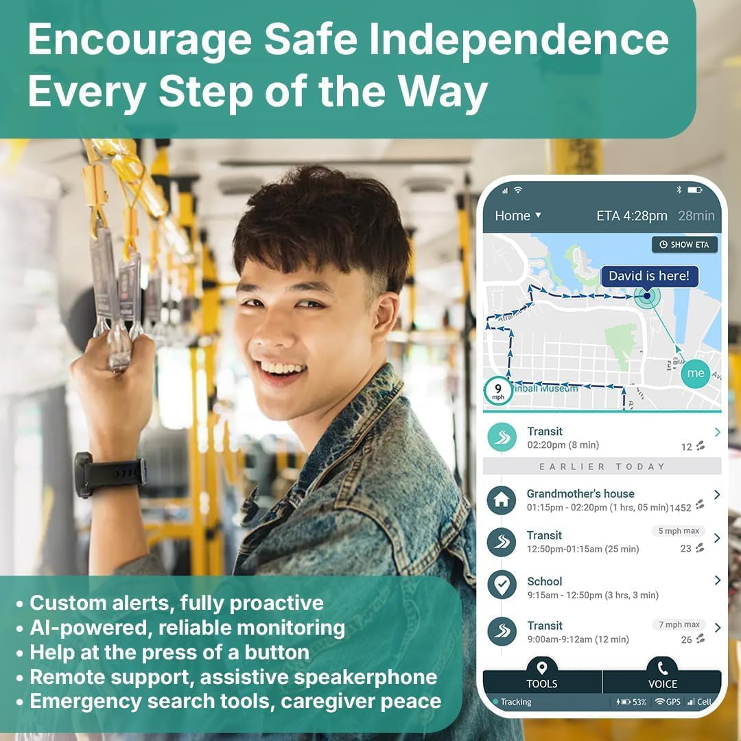 Personal GPS Tracker for Kids, Teen, Autism, Special Needs, Elderly, Dementia - 2-Way Auto-Answer Speakerphone & SOS Button - Nationwide Coverage - School Bus Tracking and Easy-To-Use App