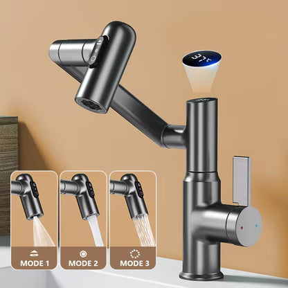 Elevate Your Bathroom Experience with the Digital Display LED Basin Faucet - 360° Rotation, Multi-Function Stream Sprayer for Hot & Cold Water
