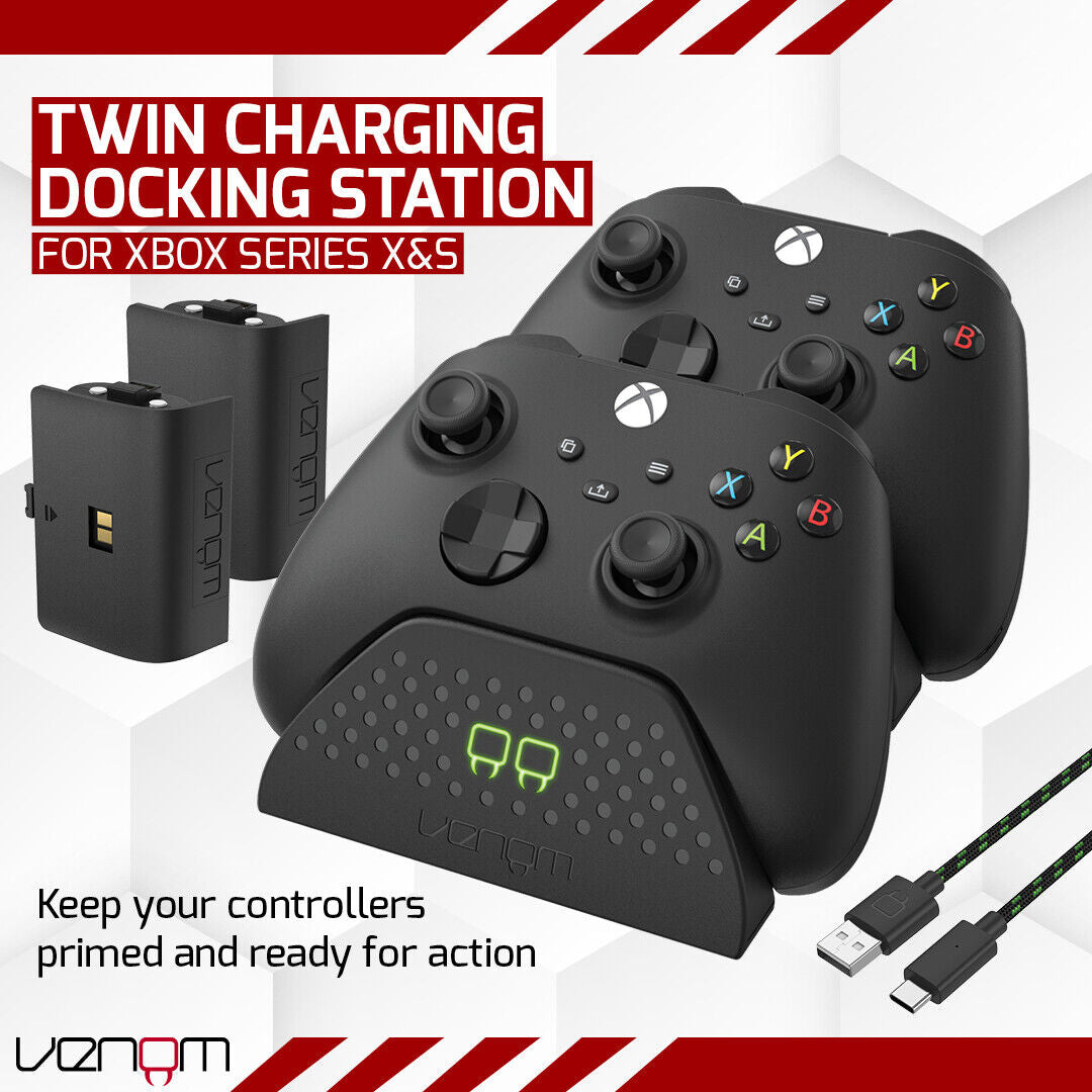 Convenient Xbox Charging Dock with Dual Rechargeable Batteries for Series X, Series S, and Xbox One