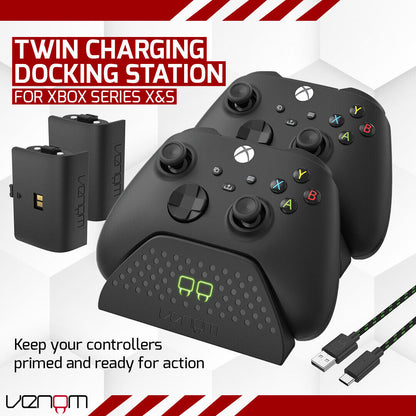 Convenient Xbox Charging Dock with Dual Rechargeable Batteries for Series X, Series S, and Xbox One