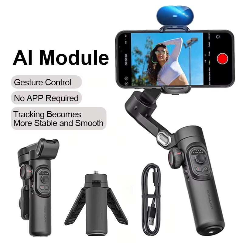 3-Axis Handheld Gimbal Stabilizer for Smartphone with Fill Light for Iphone Android Face Tracking Vlog Smart XE
