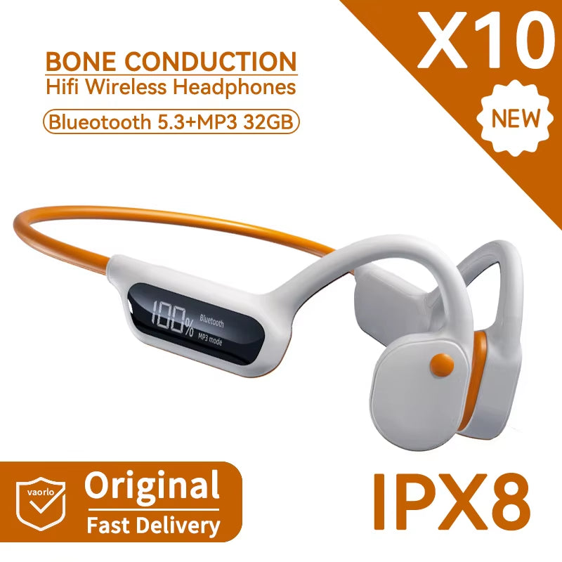 IPX8 True Waterproof Bluetooth 5.4 Swimming Diving Bone Conduction Headphone 32GB MP3 Player Summer Sports Cycling Music Headset