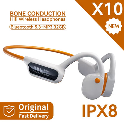IPX8 True Waterproof Bluetooth 5.4 Swimming Diving Bone Conduction Headphone 32GB MP3 Player Summer Sports Cycling Music Headset