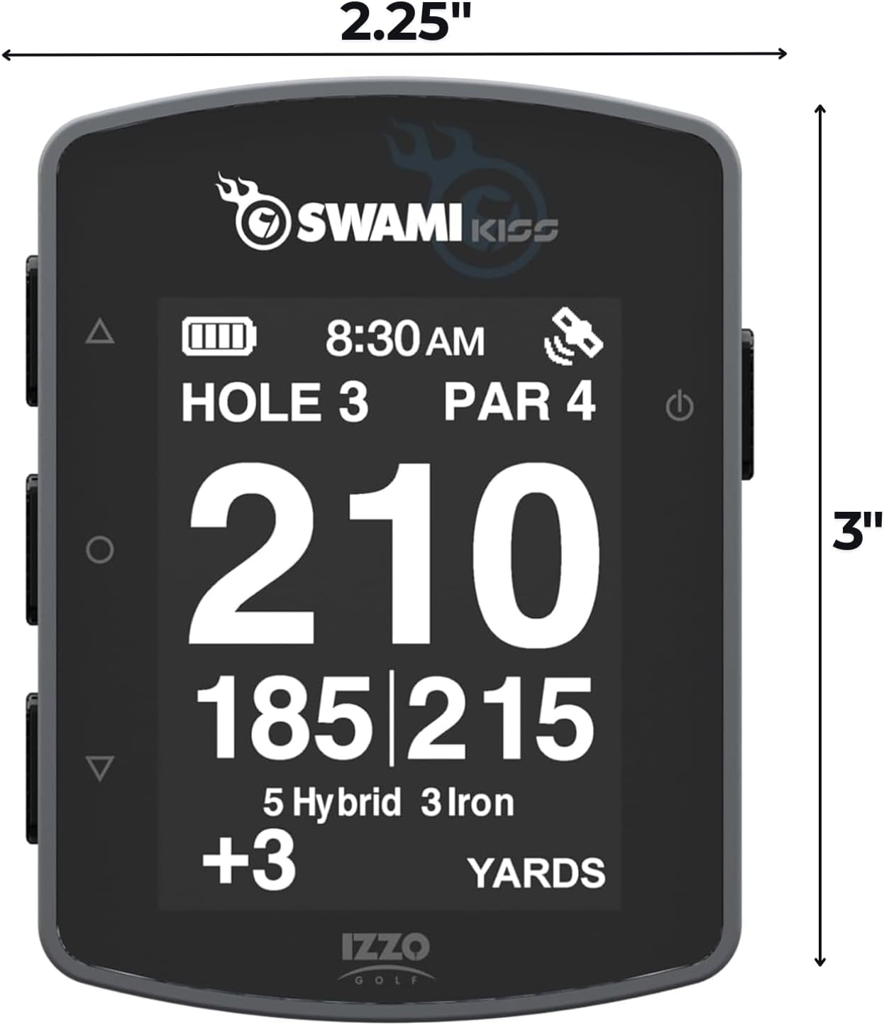 Swami KISS 2.0 Handheld Golf GPS Ragnefinder with Integrated Magnets - Grey