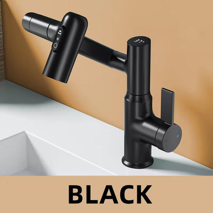 Elevate Your Bathroom Experience with the Digital Display LED Basin Faucet - 360° Rotation, Multi-Function Stream Sprayer for Hot & Cold Water