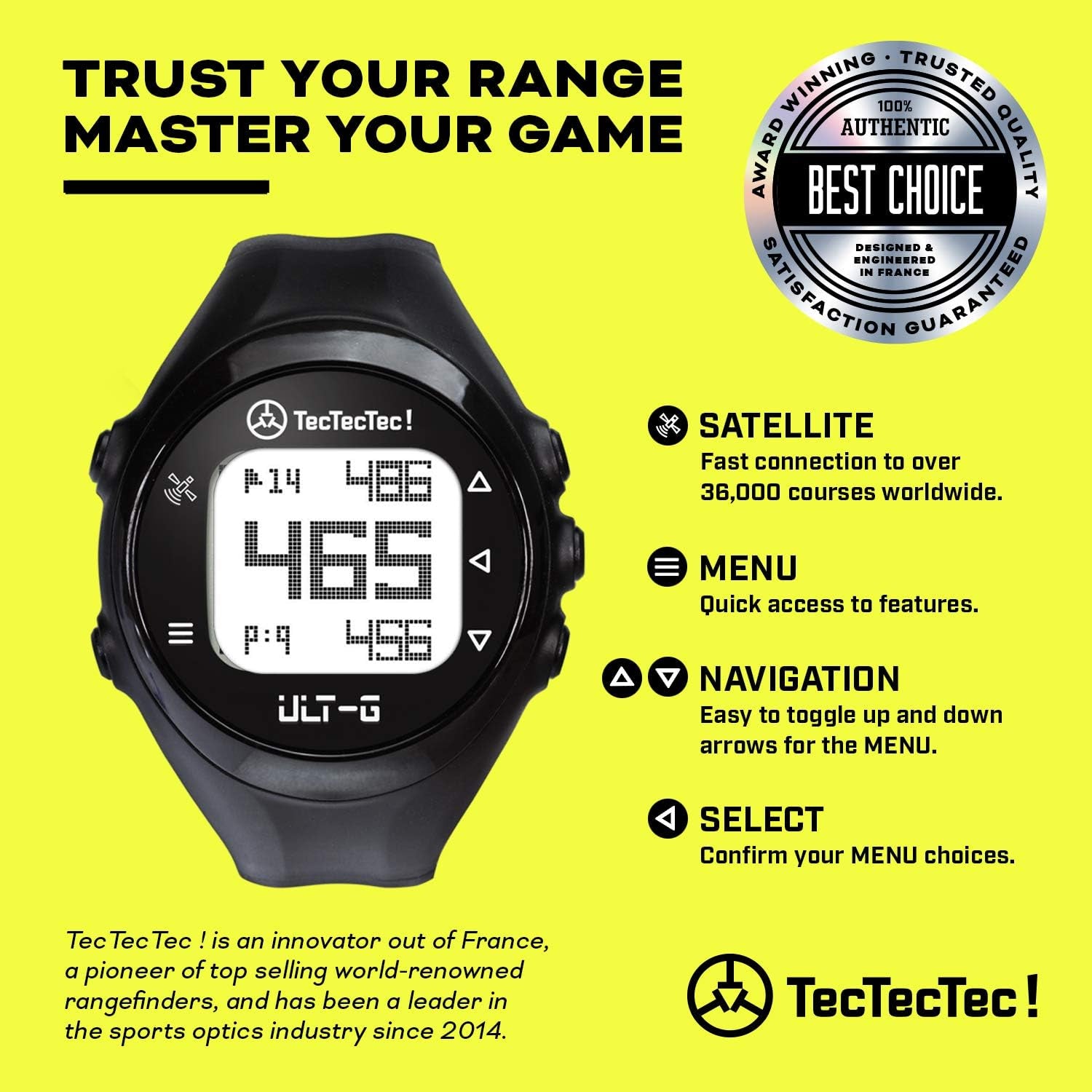 ULT-G Golf GPS Watch, Preloaded Worldwide Courses, Lightweight, Simple, Easy-To-Use Golf Watches