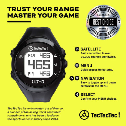 ULT-G Golf GPS Watch, Preloaded Worldwide Courses, Lightweight, Simple, Easy-To-Use Golf Watches