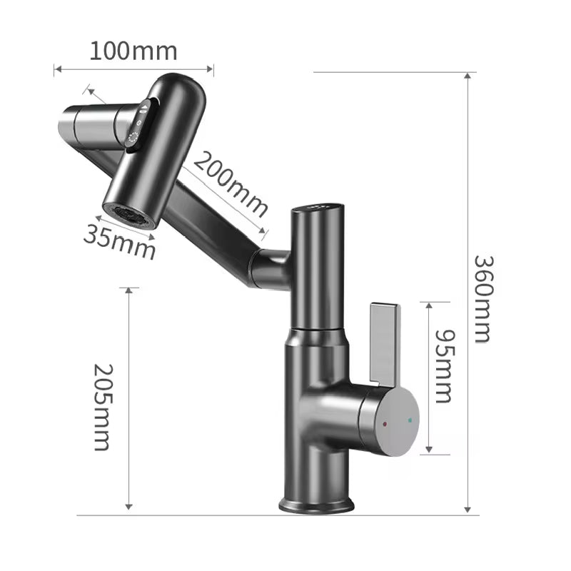 Elevate Your Bathroom Experience with the Digital Display LED Basin Faucet - 360° Rotation, Multi-Function Stream Sprayer for Hot & Cold Water